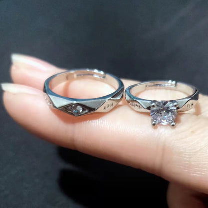 Pareja Anillos Boca abierta Chapado en oro blanco Hombres y mujeres