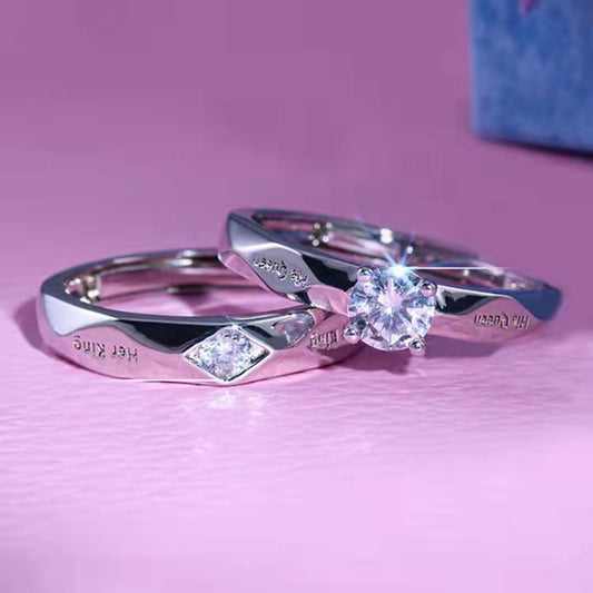 Pareja Anillos Boca abierta Chapado en oro blanco Hombres y mujeres